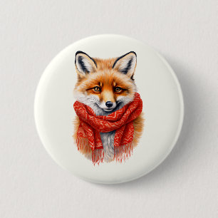 Macaron Rond 5 Cm Renard mignon dans une image d'automne avec une éc