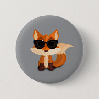 Macaron Rond 5 Cm Renard mignon et cool avec des lunettes de soleil
