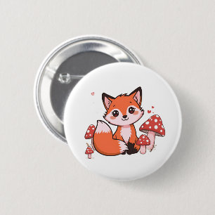 Macaron Rond 5 Cm Renard Mignon Kawaii avec Dessin Animé de Champign