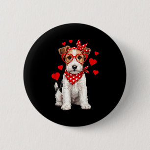 Macaron Rond 5 Cm Renard Terrier Saint-Valentin Poilu Chien Amoureux