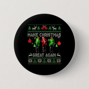 Macaron Rond 5 Cm Rendre la fête à la grandeur Père Noël Trump Dance