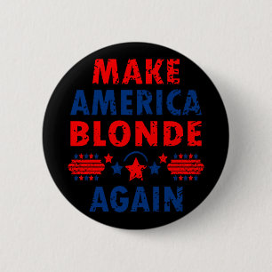 Macaron Rond 5 Cm Rendre l'Amérique blonde Trump 2025 amusant Sarcas
