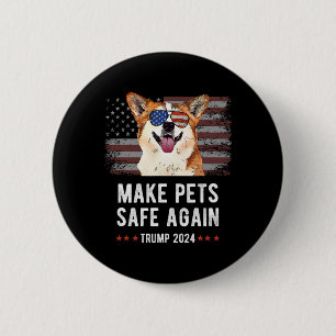 Macaron Rond 5 Cm Rendre les animaux en sécurité Corgi Dog Trump 202