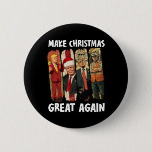 Macaron Rond 5 Cm Rendre Noël super à nouveau drôle Père Noël Trump