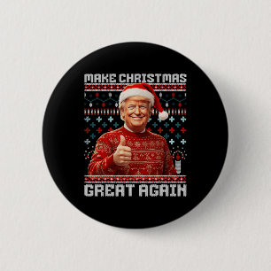 Macaron Rond 5 Cm Rendre Noël super à nouveau drôle Père Noël Trump