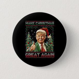 Macaron Rond 5 Cm Rendre Noël super à nouveau drôle Père Noël Trump