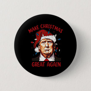 Macaron Rond 5 Cm Rendre Noël super à nouveau drôle Père Noël Trump