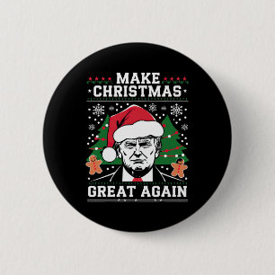 Macaron Rond 5 Cm Rendre Noël super à nouveau drôle Père Noël Trump