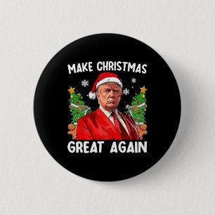 Macaron Rond 5 Cm Rendre Noël super à nouveau drôle Père Noël Trump 