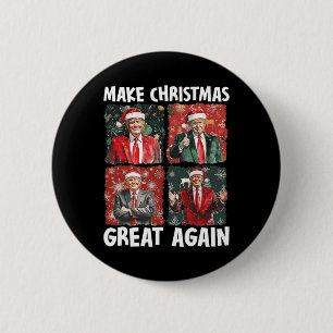 Macaron Rond 5 Cm Rendre Noël super à nouveau drôle Père Noël Trump 
