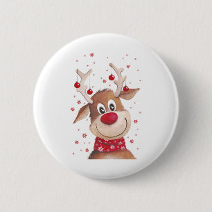 Macaron Rond 5 Cm Renne de Noël