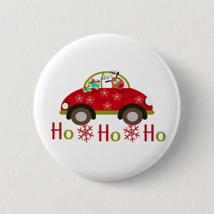 Macaron Rond 5 Cm Renne drôle dans Noël de voiture HO HO HO
