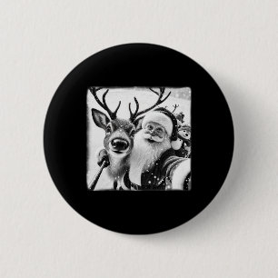 Macaron Rond 5 Cm Renne drôle de selfie Noël Père Noël Xmas C