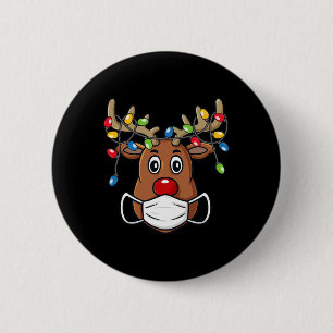 Macaron Rond 5 Cm Renne Joyeux Noël Amusement Xmas 1