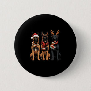 Macaron Rond 5 Cm Rennes du Père Noël Malinois Belge Noël Malinois