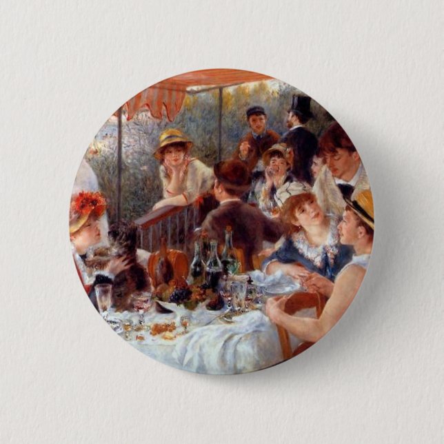 Macaron Rond 5 Cm Renoir - Déjeuner de la fête nautique (Devant)