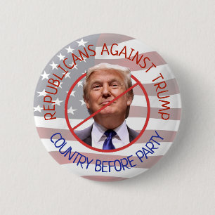 Macaron Rond 5 Cm Républicains contre Trump, pays avant parti