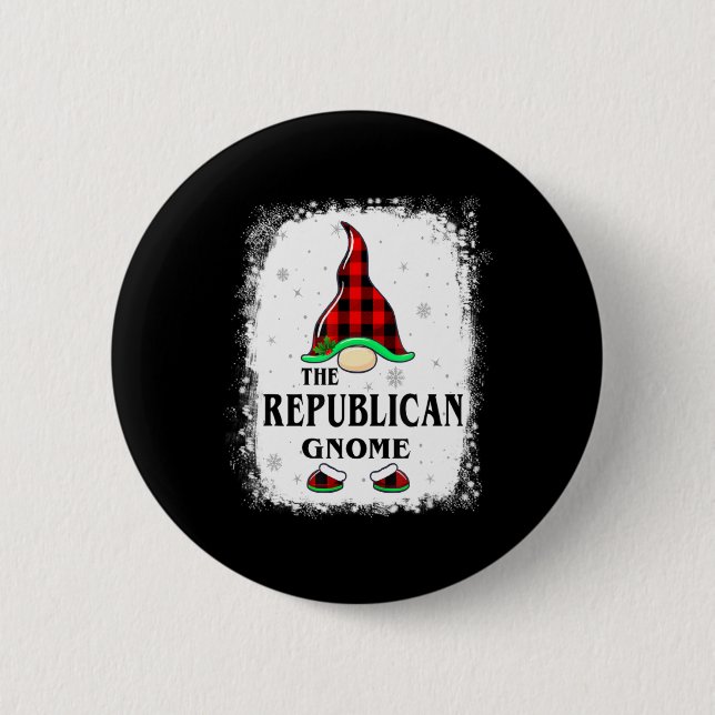 Macaron Rond 5 Cm Republican Gnome Buffalo Plaid Matching Family Xma (Devant)