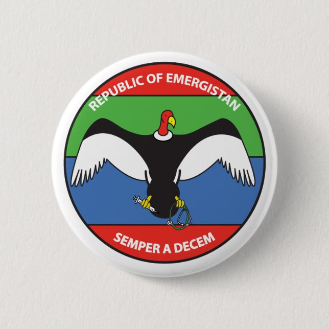 Macaron Rond 5 Cm République de bouton de logo d'Emergistan (Devant)