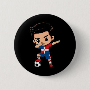Macaron Rond 5 Cm République dominicaine Enfant qui dab Drapeau domi