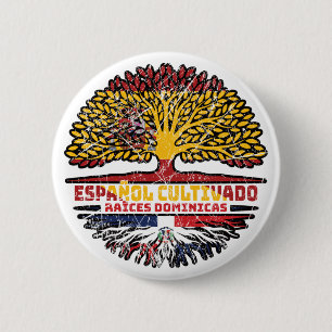 Macaron Rond 5 Cm République Dominicaine Espagne drapeau espagnol de