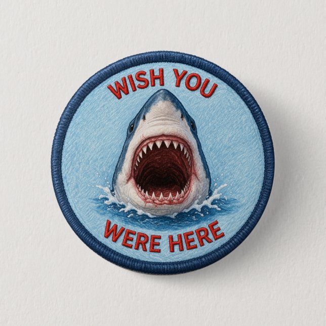 Macaron Rond 5 Cm Requin (Devant)