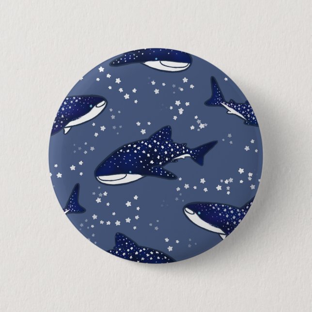 Macaron Rond 5 Cm Requin de baleine étoilée (noir) (Devant)