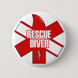 Macaron Rond 5 Cm Rescue Diver Cross Dive Flag Button