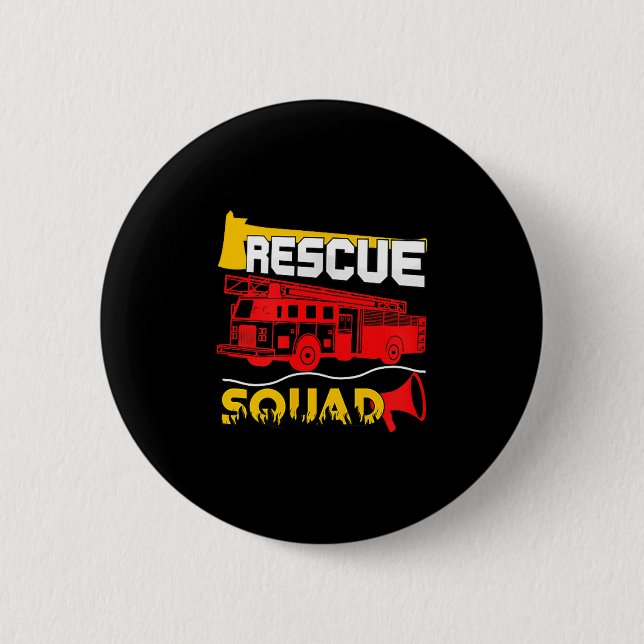 Macaron Rond 5 Cm Rescue Squad Lifesaver Fireman Gift Proud Firefigh (Devant)