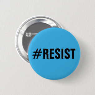 Macaron Rond 5 Cm #Resist, texte noir audacieux sur le bleu