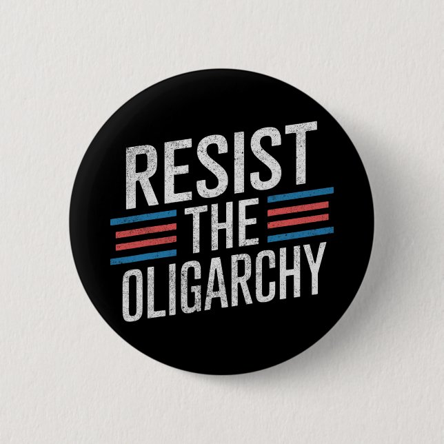 Macaron Rond 5 Cm Résister À L'Oligarchie Anti Trump 2 (Devant)