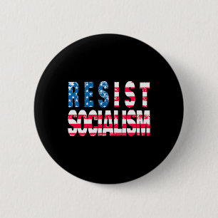 Macaron Rond 5 Cm Résister au socialisme - Drapeau américain patriot