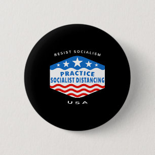 Macaron Rond 5 Cm Résister au socialisme - Pratiquer la distanciatio