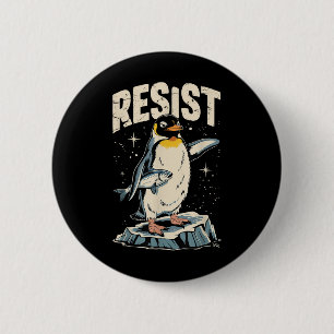 Macaron Rond 5 Cm Résister Penguin tenir des poissons drôle protesta