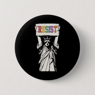 Macaron Rond 5 Cm Résister Statue de la Liberté Paix Gentillesse Tru