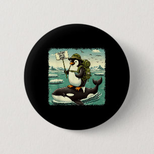 Macaron Rond 5 Cm Résistez à l'activisme des pingouins Graphic Funny