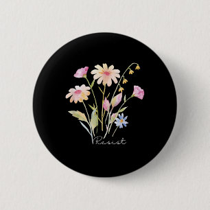 Macaron Rond 5 Cm Résistez à une protestation botanique subtile cont