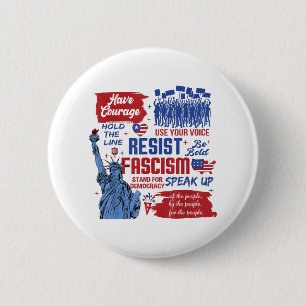 Macaron Rond 5 Cm Résistez au fascisme Activiste Libéral Anti-Trump