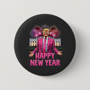 Macaron Rond 5 Cm Résolution Trump pour la veille du Nouvel An 2025