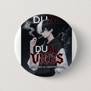 Macaron Rond 5 Cm Résonance des Vices Duels d'une Âme Brisée Art Ani