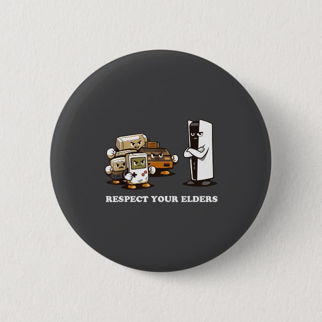 Macaron Rond 5 Cm Respect Your Elders T Retro 90s Gaming  (Devant)