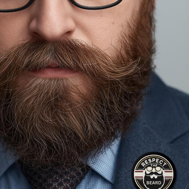 Macaron Rond 5 Cm Respectez la barbe, amusant amoureux de la barbe (Créateur téléchargé)