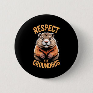Macaron Rond 5 Cm Respectez la marmotte drôle Punxsutawney Phil vaca