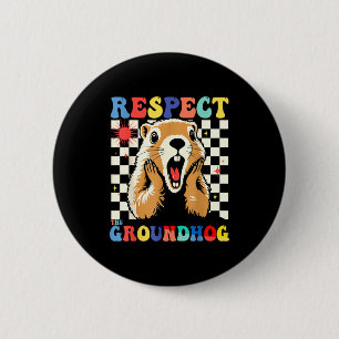 Macaron Rond 5 Cm Respectez la marmotte drôle Woodchuck Enfants Rétr