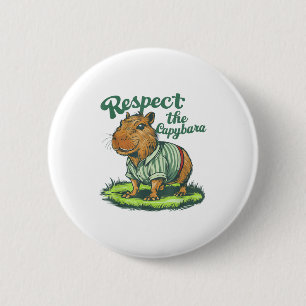Macaron Rond 5 Cm Respectez Le Capybara - Photo Drôle de Rongeur Cap