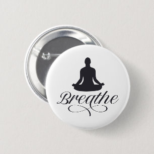 Macaron Rond 5 Cm Respire le Yoga Pose Silhouette