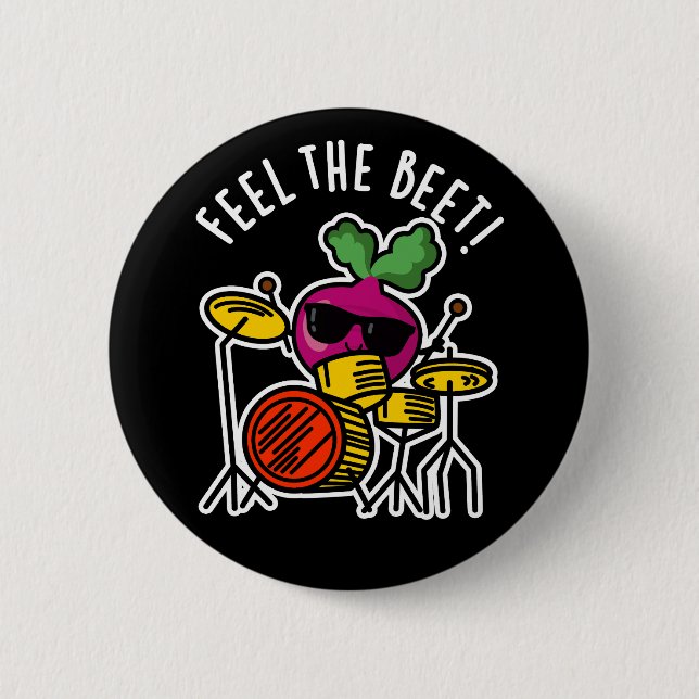 Macaron Rond 5 Cm Ressentez La Beet Funny Veggie Pun Dark BG (Devant)