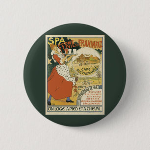 Macaron Rond 5 Cm Restaurant Bar à Bière et Café Art Nouveau Vintage
