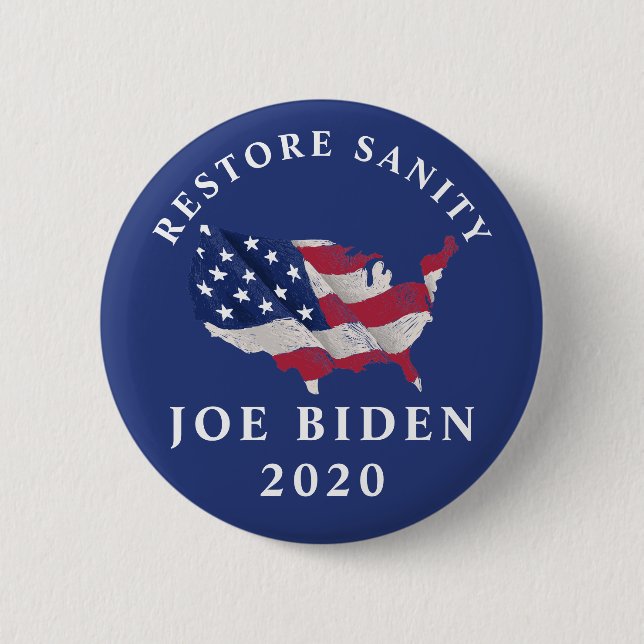 Macaron Rond 5 Cm Restaurer Sanity Joe Biden 2020 (Devant)