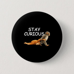 Macaron Rond 5 Cm Reste curieux singe mignon lisant un livre poing s